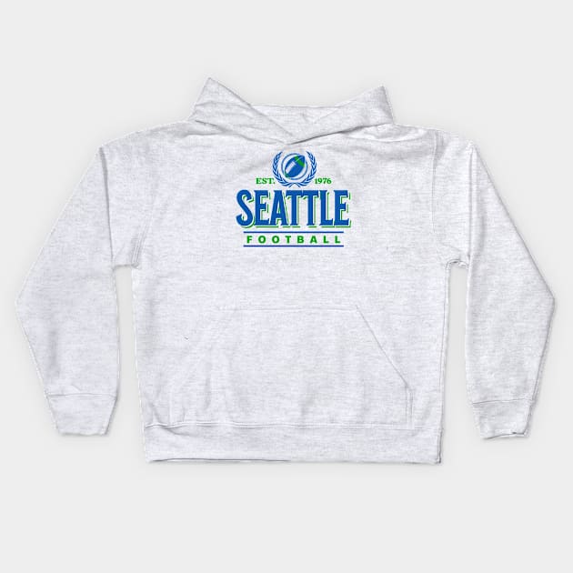 Retro Seattle Football Vintage Crest Kids Hoodie by funandgames